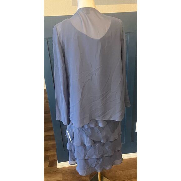 S.L. Fashions Mother of The Bride Jacket Dress with Sequined Cut Out Shoulder - Picture 8 of 11